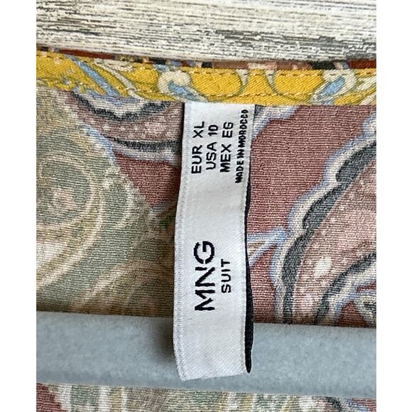 Mango Suit Women’s 10 Multicolor Paisley Viscose Long Sleeve Boho Top Blouse - Picture 5 of 6